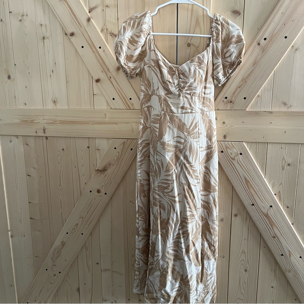 Elegant Beige Floral Dress
